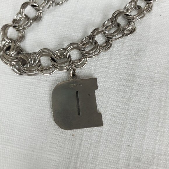 Vintage American Sterling Heavy Curb Triple Round Cable Link Charm Bracelet - Picture 6 of 12